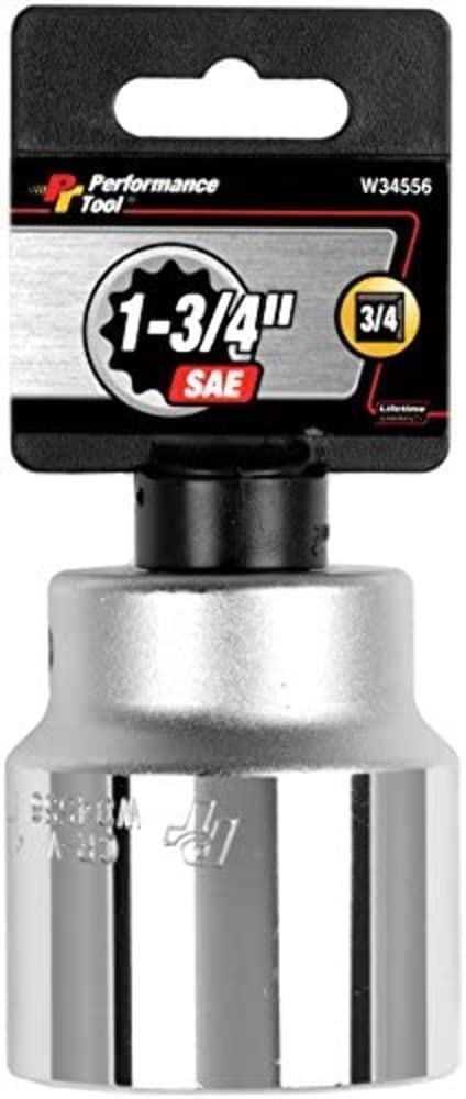 PERFORMANCE TOOL W34556 3/4-Inch Drive 12-Point SAE Standard Socket, 1-3/4-Inch — image 1