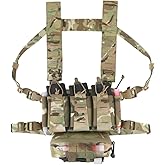 KRYDEX Tactical Chest Rig Triple Elastic 556 Magazine Pouch Placard with GP Pouch & Mini Drop Pouch &H Harness