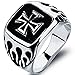 Stainless Steel Black Iron Cross Fire Ring (8)