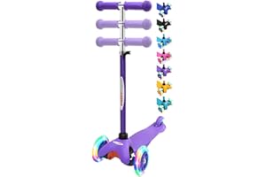 ChromeWheels Scooter for Kids, Deluxe 3 Wheel Scooter for Toddlers 4 Adjustable Height Glider with Kick Scooters, Lean to Steer with LED Flashing Light for Ages 3-6 Girls Boys