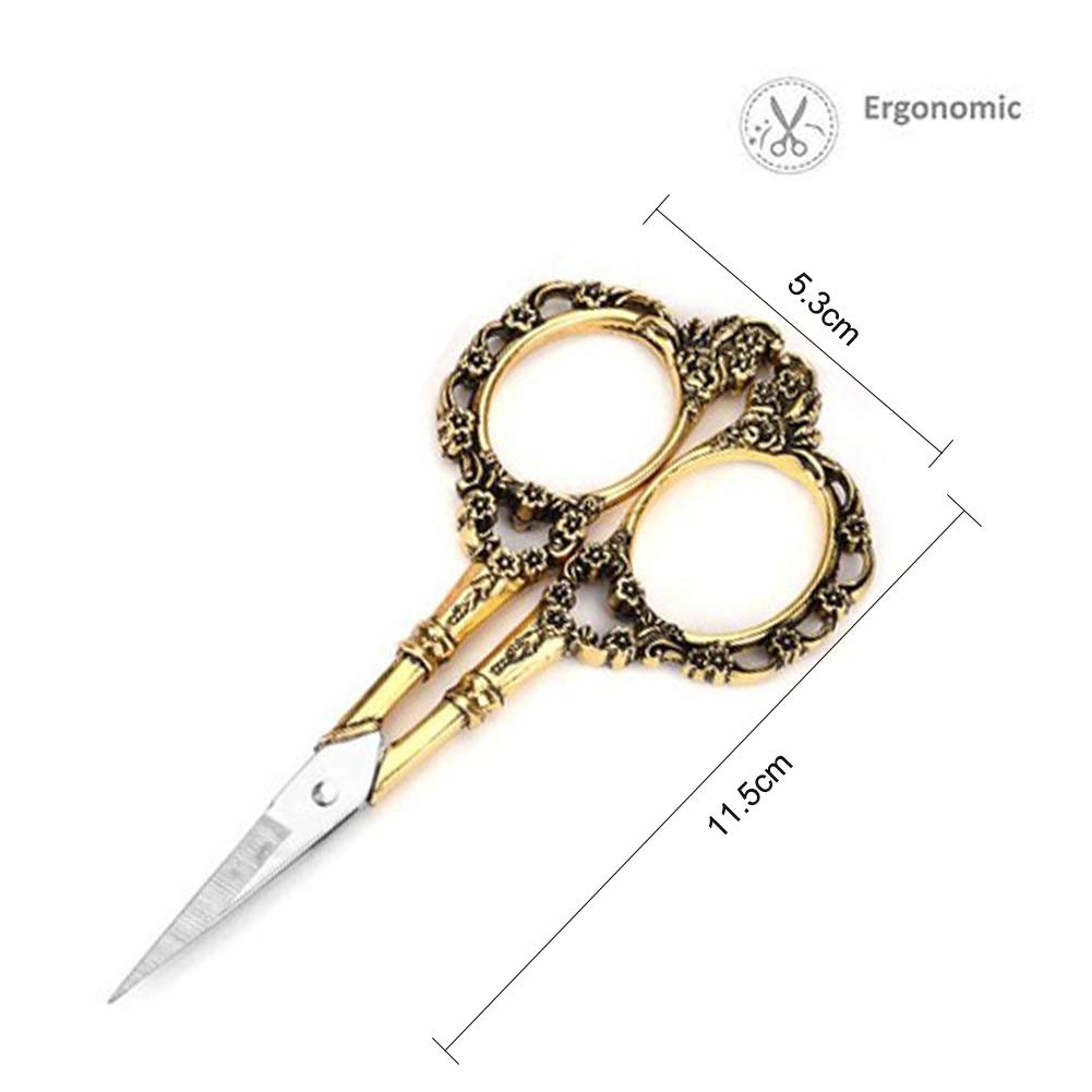 Professional Manicure Scissors, EBANKU Vintage Stainless Steel Cuticle Precision Beauty Grooming for Nail, Facial Hair, Eyebrow, Eyelash, Nose Hair (Gold): Beauty