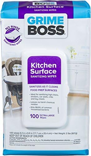 Grime Boss Kitchen Surface Sanitizing Wipes, 100 Count (Pack of 8) by Grime Boss