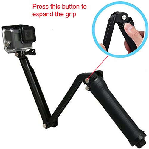 3-Way Selfie Stick, Walway Foldable Extendable Handheld Grip Arm Monopod Pole Tripod for GOPRO HERO 6/ 5/ 5 Session/ 4 Session/ 4/ 3+/ 3/ 2/1 and Action Cameras with Long Handle Screw