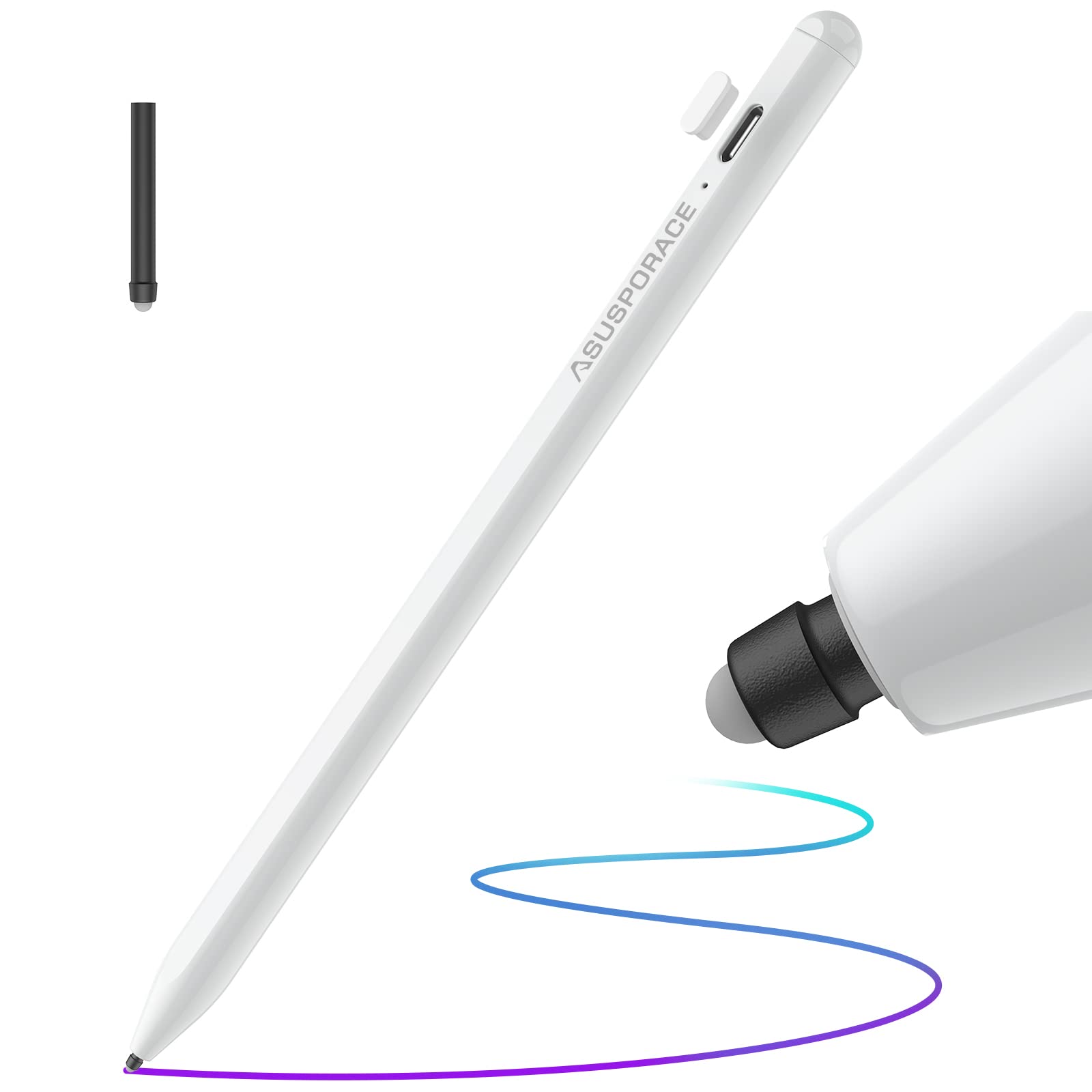 Tough Silicone Ball Nib Stylus for iPad, Soft Silent Paper Like Writing, Non-Slip Stylus Tips Active iPad Pencil, Palm Rejection Stylus for iPad Pro, iPad 10/9/8/7th, iPad Air 4th/3rd, iPad Mini 6/5th