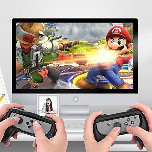 Lammcou Joy Con Grip for Nintendo Switch, Comfort Handle Case for Switch Joy-Cons Controller - Black ( 2-pack)