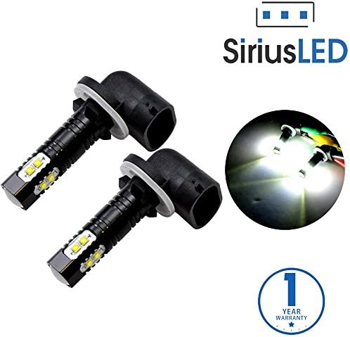 SiriusLED Extremely Bright 50W LED Bulbs with Projector for Fog Lights Daytime Running DRL Driving Size 881 6000K Xenon White