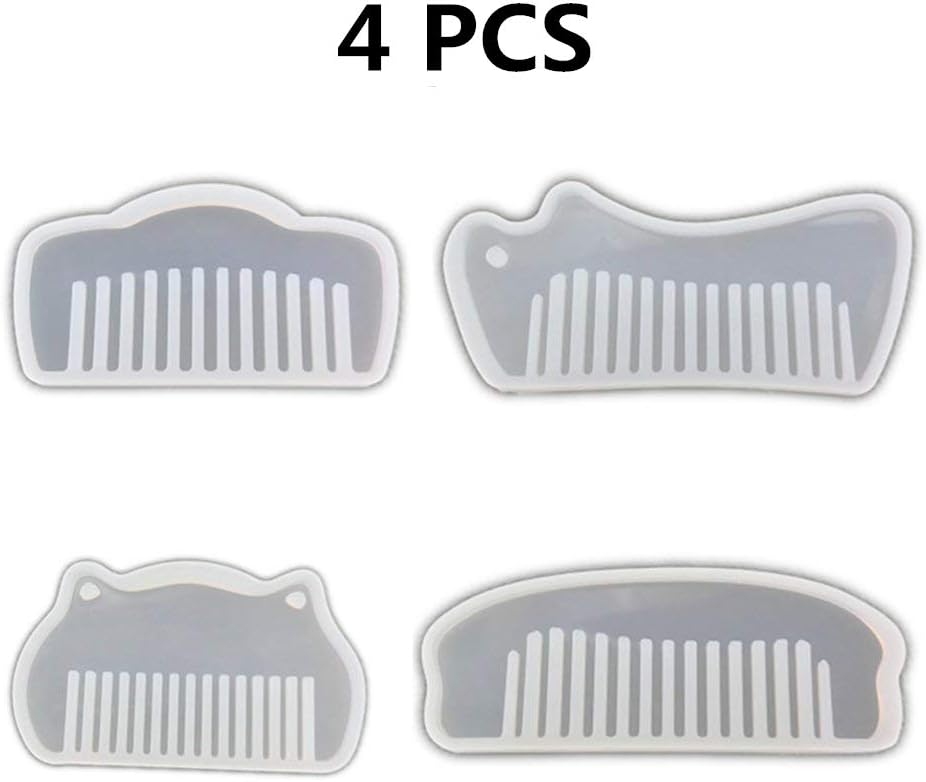 4 Pc/Set Comb Silicone Mold Jewelry with Hole for Polymer Clay, Crafting, Resin Epoxy, Pendant Earrings Making, DIY Mobile Phone Decoration Tools