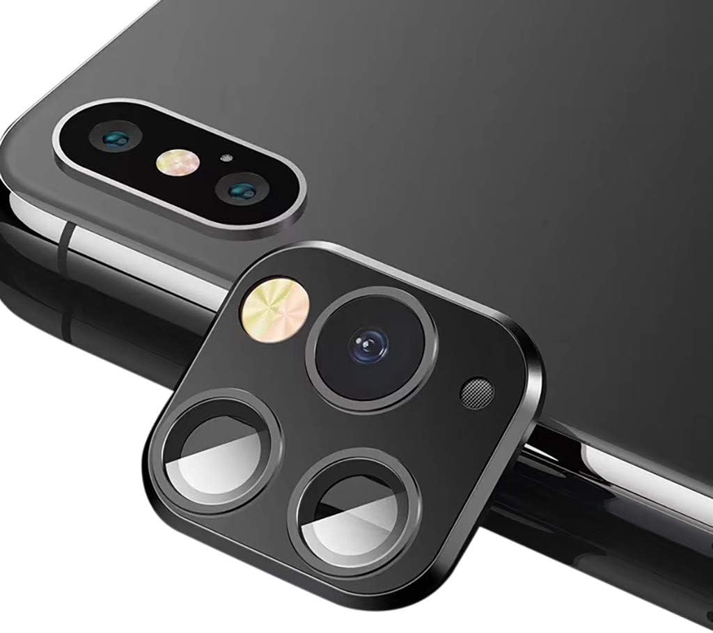Ouniman Compatible with iPhone X Xs MAX Camera Lens Change for iPhone 11 PRO MAX Lens HD Film Camera Cover Screen Protector Titanium Tempered Glass Sticker Anti-Scratch Fingerprint (Black (1 pcs))