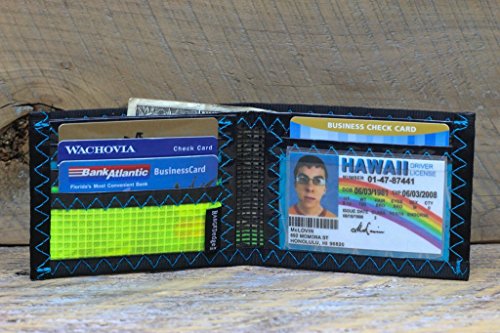 Mens Bifold ID Wallet Neon Yellow Sailcloth (Made in USA by RAGGEDedge Gear)