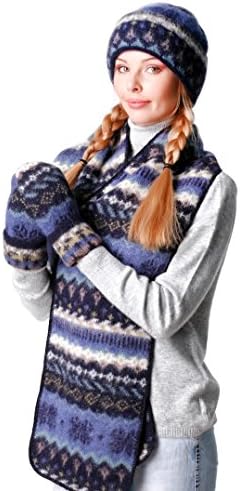 Pure Icelandic Wool Set of Hat, Lined Mittens and Scarf by Freyja Canada for Women
