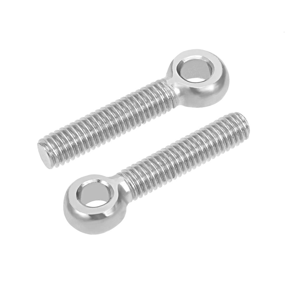 sourcing map M6 x 30mm 304 Stainless Steel Machine Shoulder Lift Eye Bolt Rigging 10pcs Silver