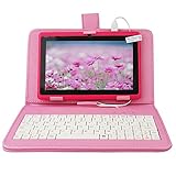 Yuntab 8GB 7 Inch Tablet PC Rosy Tablet with Pink Keyboard Case, Wifi Tablet Google Android 4.4 Dual Core Dual Camera