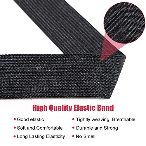 VRHOT 1 inch Elastic Band for Wigs 11 Yards Elastic Spool Cord Elastic Bands Thick Knit Elastic Waistband Black Wide Roll Elastic Strap Stretch Elastic Waist Band for Sewing Wig Making Supplies - Thumbnail 2