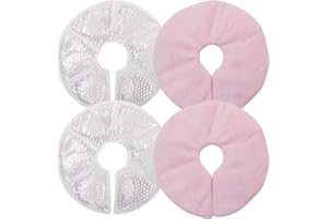 HI FINE CARE Breast Therapy Ice Packs, Hot and Cold Breast Pads, Breastfeeding Essentials Large Gel Bead Packs for Moms, 2 Pack (2 Ice Pack +2 Cover(Pink))