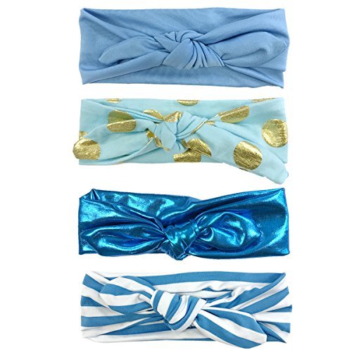 Wrapables Girls Boho Knotted Headband (Set Of 4), True Blue