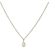 Moonffay Freshwater Single Pearl Pendant Necklace for Women Plaled Gold Pearl Necklace Layered Choker Stack Necklace