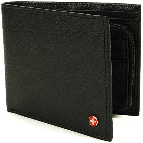 Alpine swiss mens rfid blocking leather wallet zipper c…