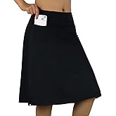 BELEROY Knee Length Skorts Skirts for Women with Pockets Midi Skirt with Built-in Shorts Golf Tennis Skirt for Casual