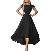 FairyLove Women Wedding Ruffle Dresses Flowy Puffy with Deep V Neck Pleated Hem Lantern Long Sleeve Bell Sleeves