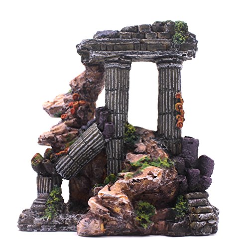 M2cbridge Aquarium Background Column Rock Ruins Plants Decor