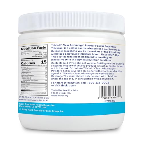 THICK-IT CLEAR ADVANTAGE FOOD & BEVERAGE THICKENER POWDER FOR DYSPHAGIA | FLAVORLESS | STABLE CONSISTENCY | 7.24 OZ JAR