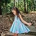 Flofallzique Summer Girls Dress Vintage Floral Casual Toddler Party Clothes Sleeveless(5,Blue)