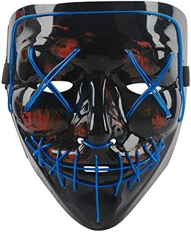 Halloween Mask LED Light Up Mask Scary EL Wire Cosplay Costume Mask for Festival Party for Men Women Kids