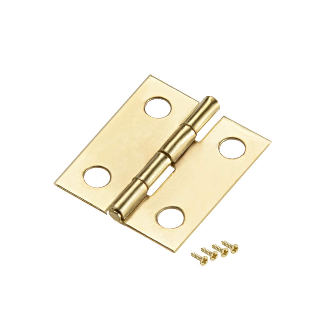 sourcing map 0.7" Small Hinge Jewelry Case Wooden Box Hinges Fittings Golden Plain 25pcs