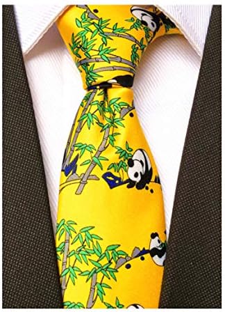 Novelty Patterned Ties for Men Cute Panda Printed Casual Satin Party Handmade Neckties