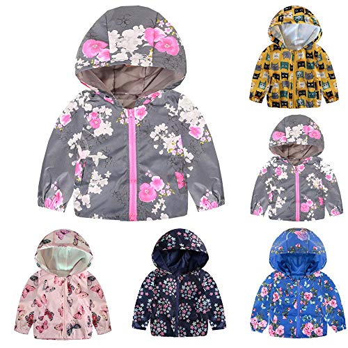 Sunbona Clearance Sale Toddler Baby Boys Girls Autumn Windbreaker Outerwear Jacket Long Sleeve Print Hoodie Coat (3T(2~3years), Pink)