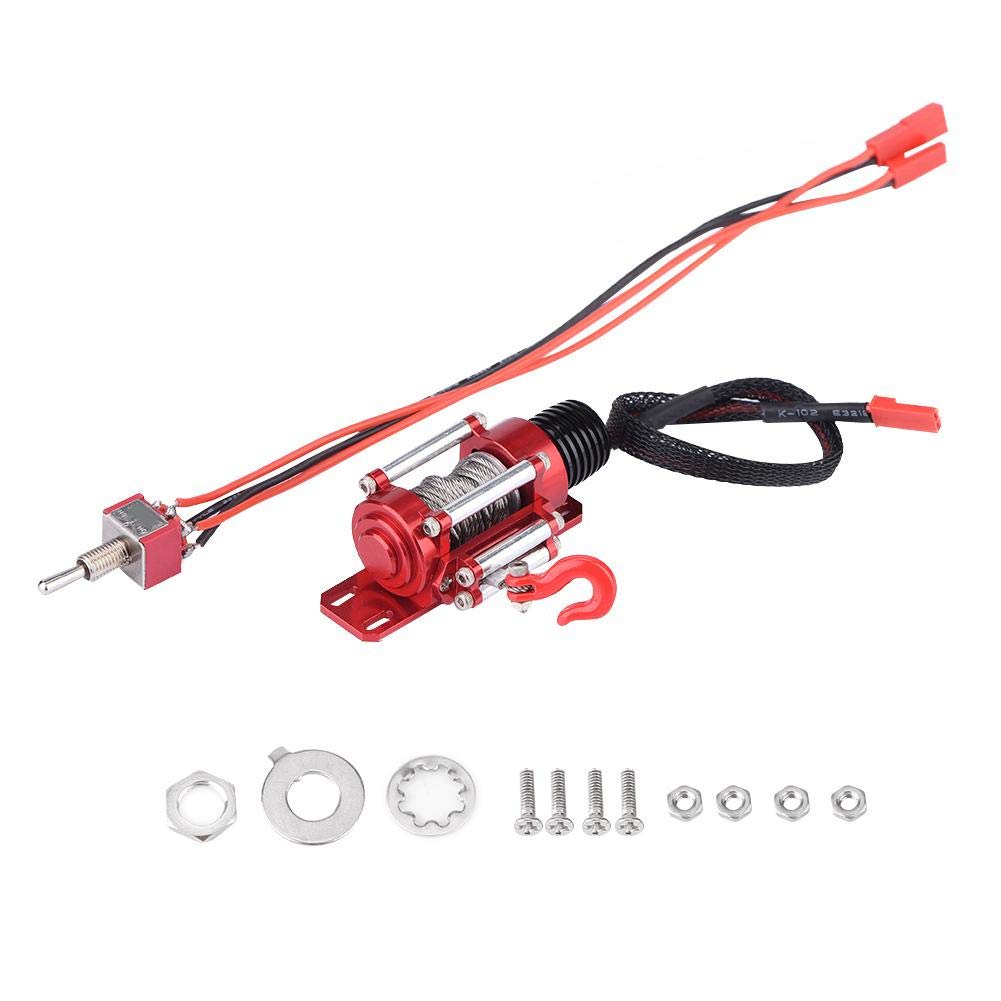 VGEBY RC Winch, Electric Metal Winch for Model Cars, 1:10 Scale RC Winch, Vehicle Model Accessory, Compatible with SCX10 D90 D110 TF2 KM2, for RC Hobbyists and Car Enthusiasts