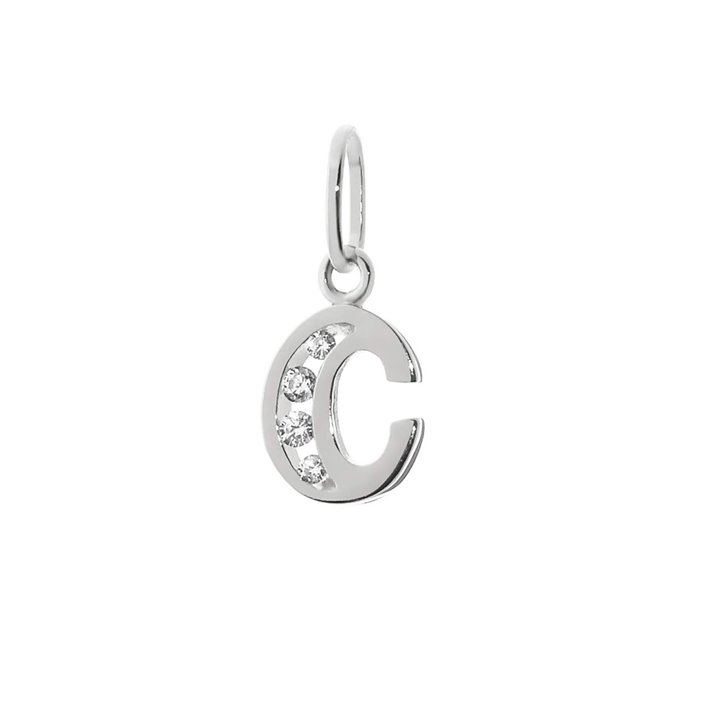 NKlaus letter C small pendant 925 sterling silver 8mm alphabet zirconia 9175