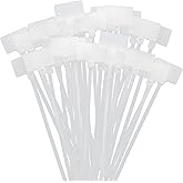ITROLLE Nylon Marker Cable Ties 300PCS White Self-locking Wire Zip Ties Cable Mark Tags Label Tie Straps Nylon Power Marking Label