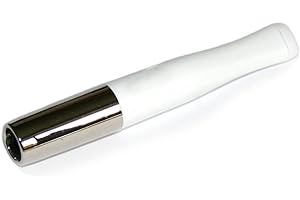 Denicotea Cigarette Holder 77mm White Silver Tip, Compatible with 9mm Filters