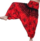 RaanPahMuang Rayon Smock Top Fabric Artwork Harem Hippie Jumpsuit Aladdin Pants