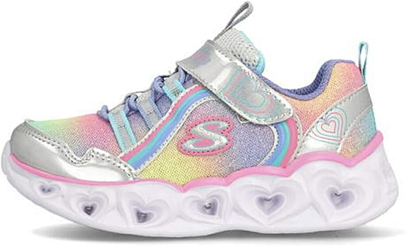 Amazon スケッチャーズ 女の子 キッズ 子供靴 光る靴 スニーカー Sライツハートライツ カジュアル スクール 学校 S Lights Heart Lights Rainbow Lux n シルバー マルチ 15 0cm Skechers スケッチャーズ ベビーシューズ
