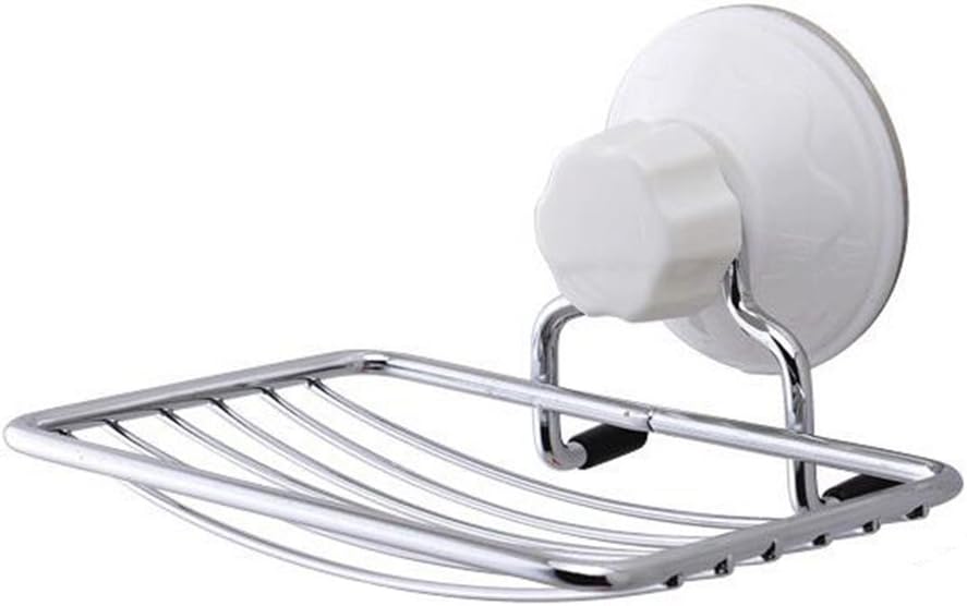 AYPBAIM Stainless Steel Soap Dish and Sponge Holder with Locking Suction, Power Lock Suction Cup Soap Dish Holder