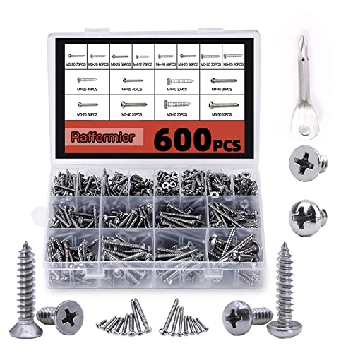 100pcs #8 Self-Tapping Screws Assortment Kit - 410 Stainless Steel, Truss Head, Assorted Lengths (1/2" To 2")