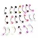 SODIAL 20pcs Colorful Stainless Steel Ball Barbell Curved Eyebrow Rings Bars Tragus Piercing