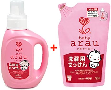 Saraya Arau Baby Laundry Soap (Pure Soap), Parallel Import Product, Made In Japan (Bottle 800ml(27 fl oz) & Refill 720ml(24.3 fl oz))