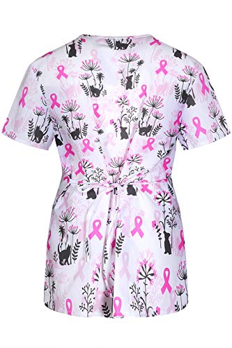 MedPro Women's Printed Mock Wrap Medical Scrub Top Multi Pack ASTD:Pink,Purple S - Thumbnail 5