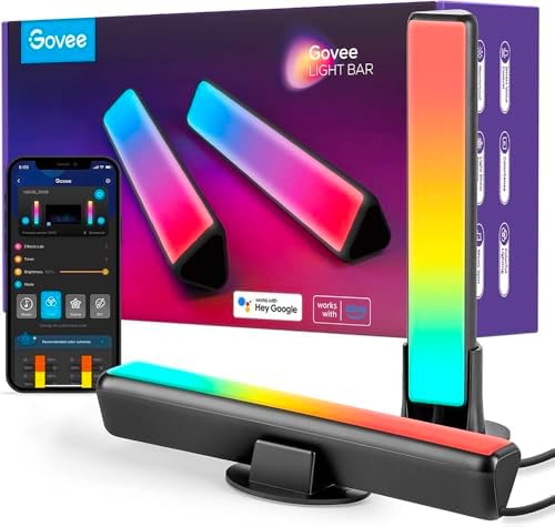 Barras de Luz, Retroiluminación de TV RGBICWW Funciona con Alexa y Google Assistant, Regulable 16 Millones de Colores Para Habitaciones, Decoración de Juegos