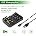 Fast 18650 Battery Charger, Intelligent USB Charger with Temperature Adjustment Function for 3.7V Rechargeable Battery Li-Ion IMR 26650 20700 21700 14500 18350 18500