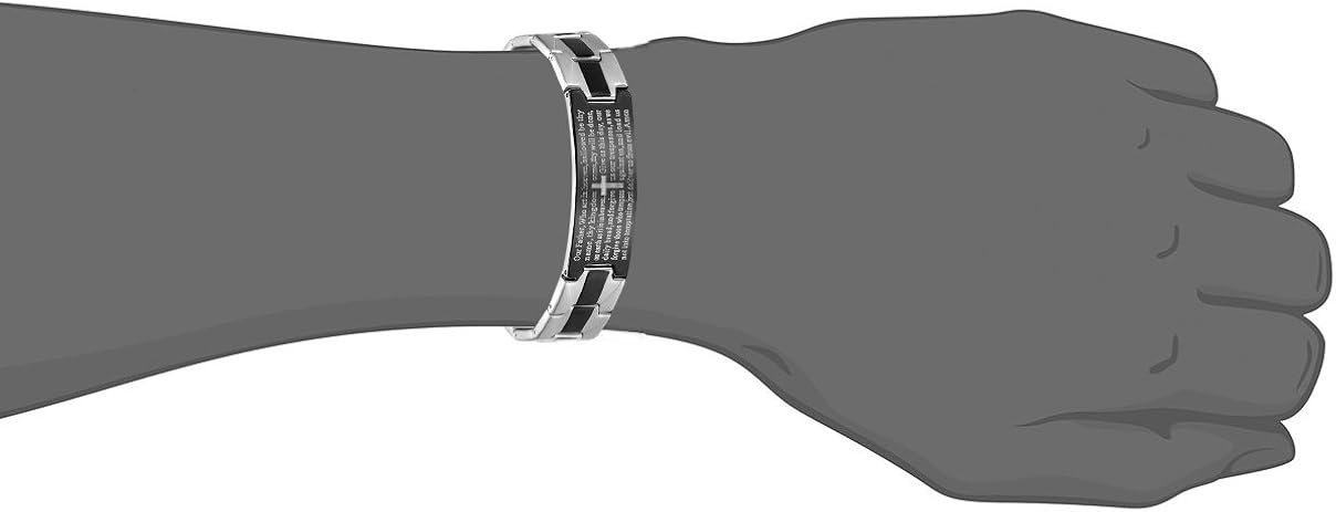 Oidea Mens Classic Stanless Steel Silver and Black Tone English Lord Bible Prayer Bracelet,Fit for 6.5-9.5 Inch Wrist - Image 4