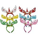 (Pack of 6) Women Girls Kids Christmas Deer Antlers Costume Ear Party Hair Head Band Prop for Children and Adults