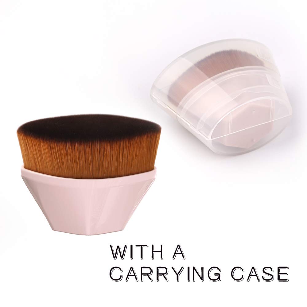 Foundation Makeup Brush Flat Top Kabuki Hexagon Face Blush Liquid Powder Foundation Brush for Blending Liquid, Cream or Flawless Powder Cosmetics with Bonus Protective Case (Light Pink): Beauty