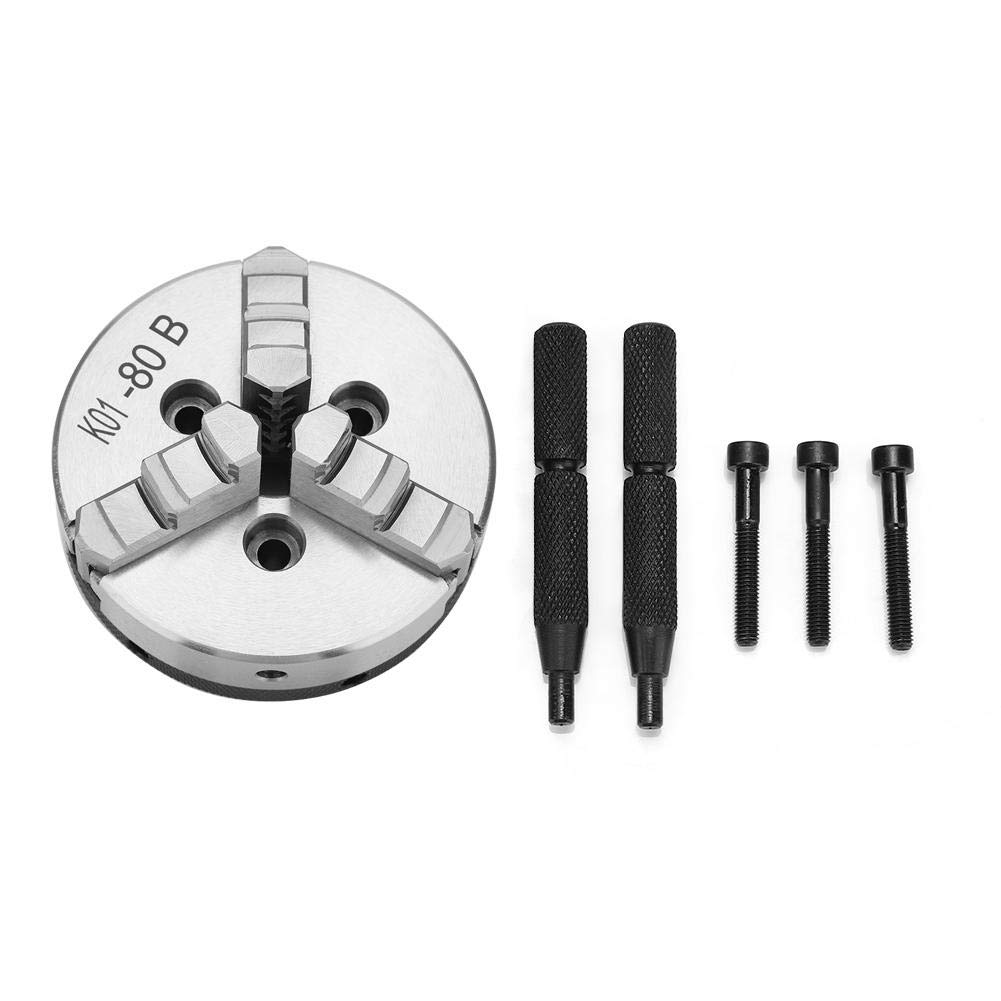 Wandisy Lathe Chuck, SANOU K01-80B 3-Jaw Manual Self-Centering Lathe Chuck 80mm Diameter