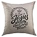 Mugod Decorative Throw Pillow Cover for Couch Sofa,Church Bible Lettering Christian at the Name of Jesus Every Knee Will Bow Apocalypse Baptism Home Decor Pillow case 18x18 Inch