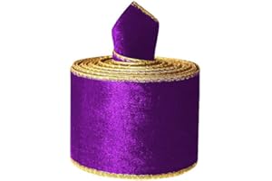 SIMISI RIBBON Purple Wired Velvet Ribbon for Gift Wrapping, Chrisrtmas Tree (2-1/2 inch, 5 Yards)