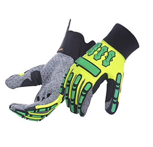 Heavy Duty Work Gloves with Knuckles pads, Anti Vibrant Safety Gloves with Grip, Industrial Impact Working Gear, Durable Protective work wear for Mechanic, Automotive Repair, Construction, Oil & Gas